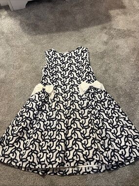 Brooks Brothers Black and White Bow-Appliqué Party Dress